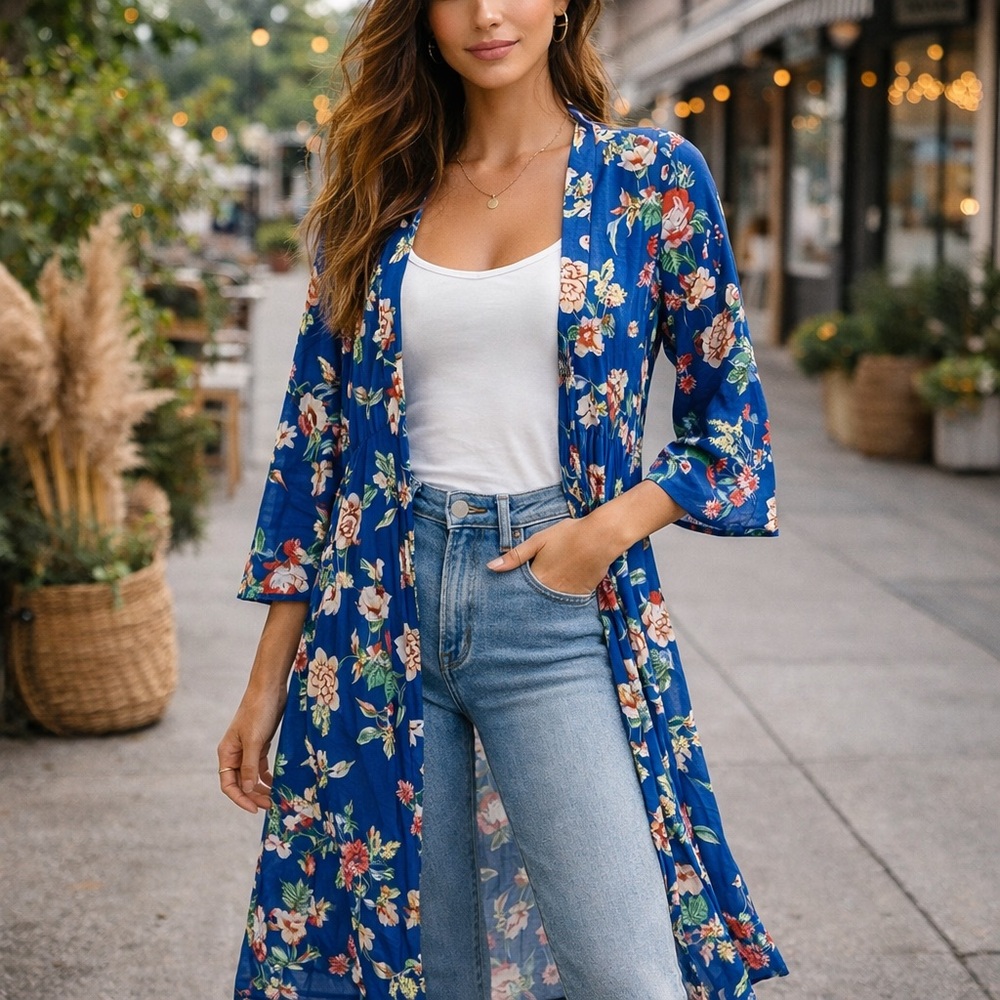 Floral Kimono Satin Robe Cover-up